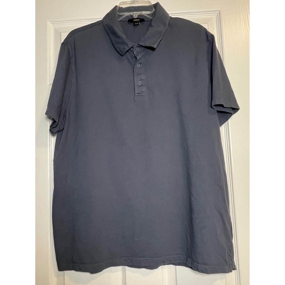 Vince Men's Short Sleeve Polo Shirt Dark‎ Gray Cotton XL Made USA Spring Summer